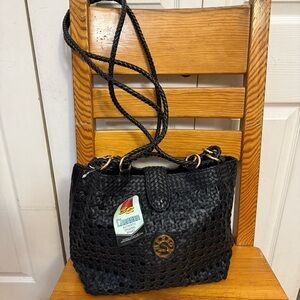 Vintage Chenson NWT Black Woven Leather Shoulder Bag Purse